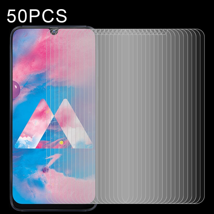 For Samsung Galaxy A40s 50 PCS Half-screen Transparent Tempered Glass Film