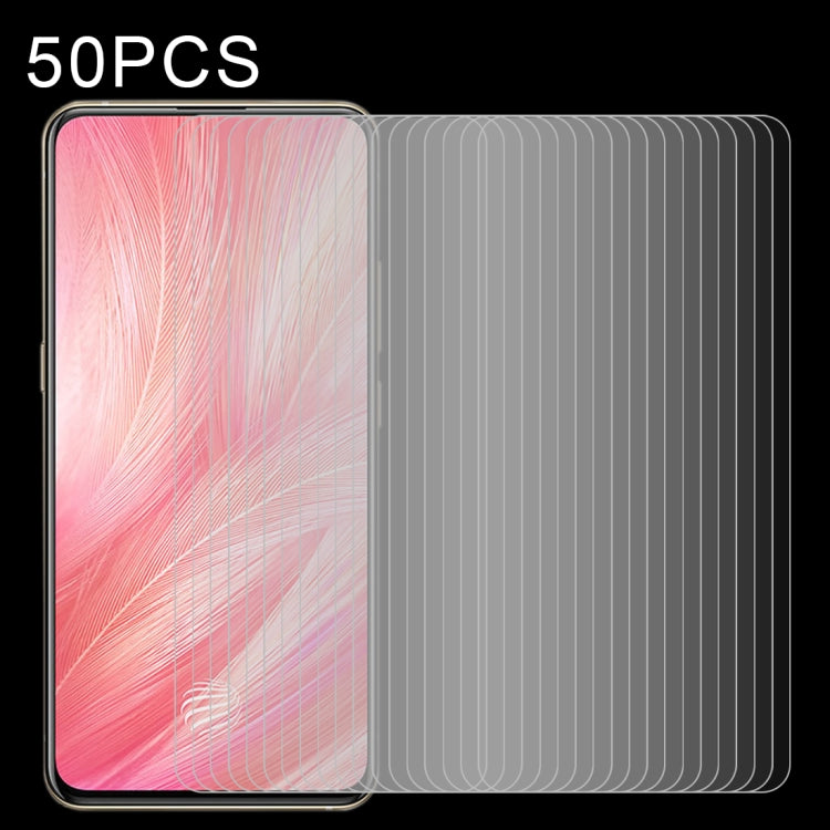 For Vivo X27 50 PCS Half-screen Transparent Tempered Glass Film