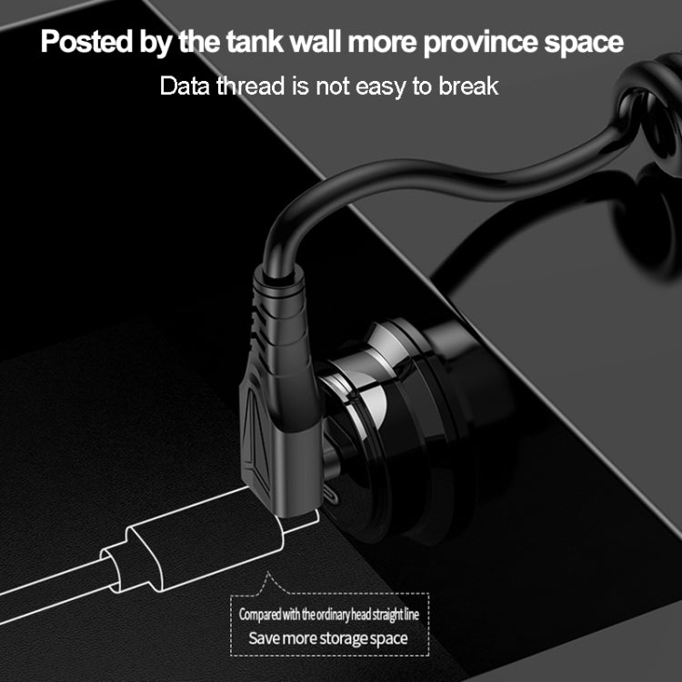 Type-C to Type-C Elbow Spring Charging Data Cable, Length: 1.5m(Black)
