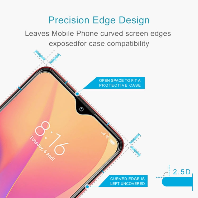 For Xiaomi Redmi 8A 50 PCS Half-screen Transparent Tempered Glass Film