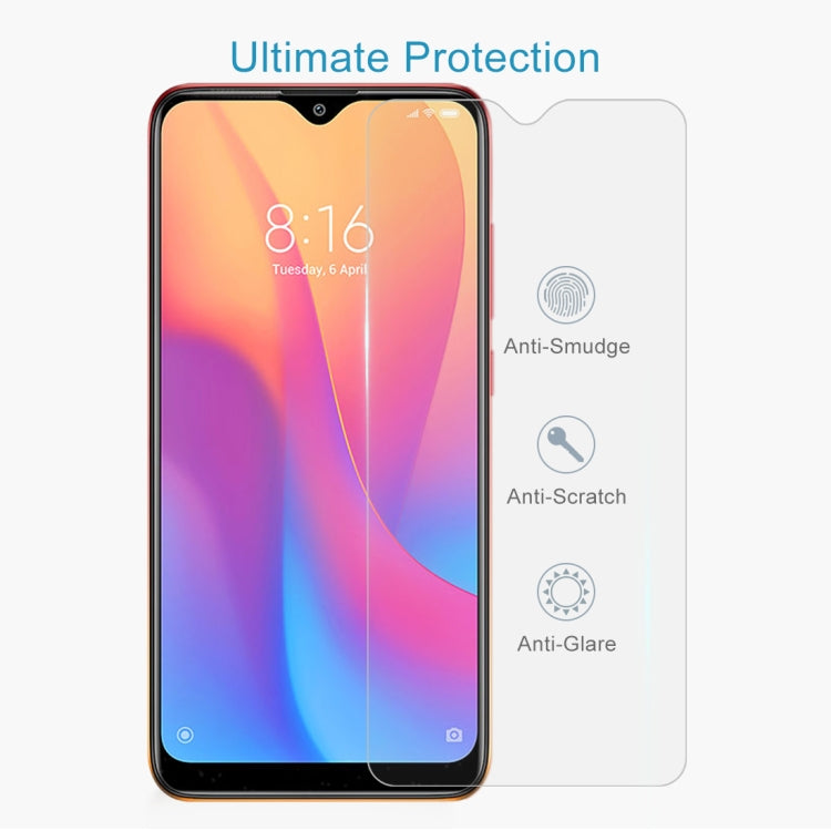 For Xiaomi Redmi 8A 50 PCS Half-screen Transparent Tempered Glass Film
