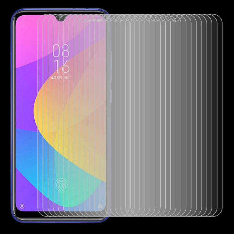 For Xiaomi Mi CC9e 50 PCS Half-screen Transparent Tempered Glass Film