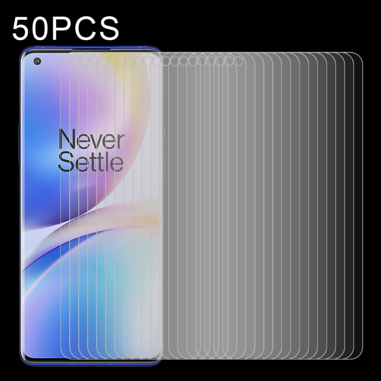 For OnePlus 8 Pro 50 PCS Half-screen Transparent Tempered Glass Film
