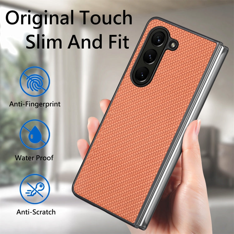 For Samsung Galaxy Z Fold5 Carbon Fiber Texture Back Cover Phone Case