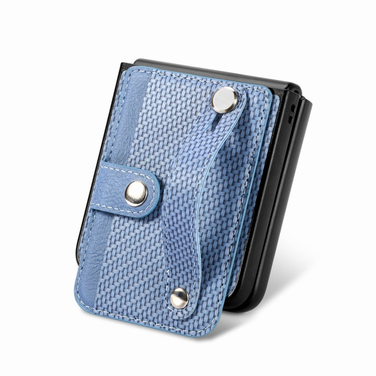 For Samsung Galaxy Z Flip5 Carbon Fiber Wristband Wallet Back Phone Case