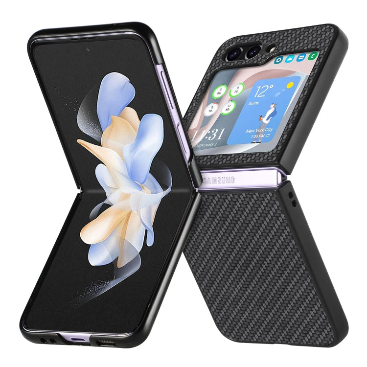 For Samsung Galaxy Z Flip5 Carbon Fiber Fold Back Phone Case