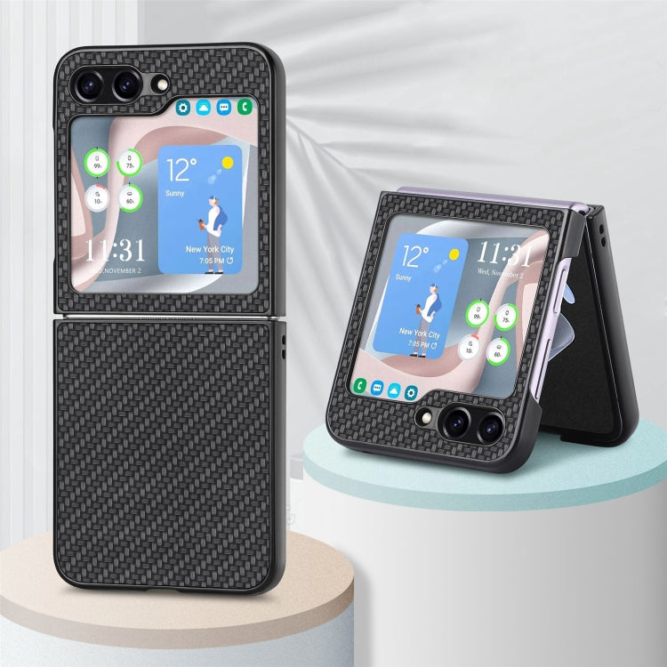 For Samsung Galaxy Z Flip5 Carbon Fiber Fold Back Phone Case