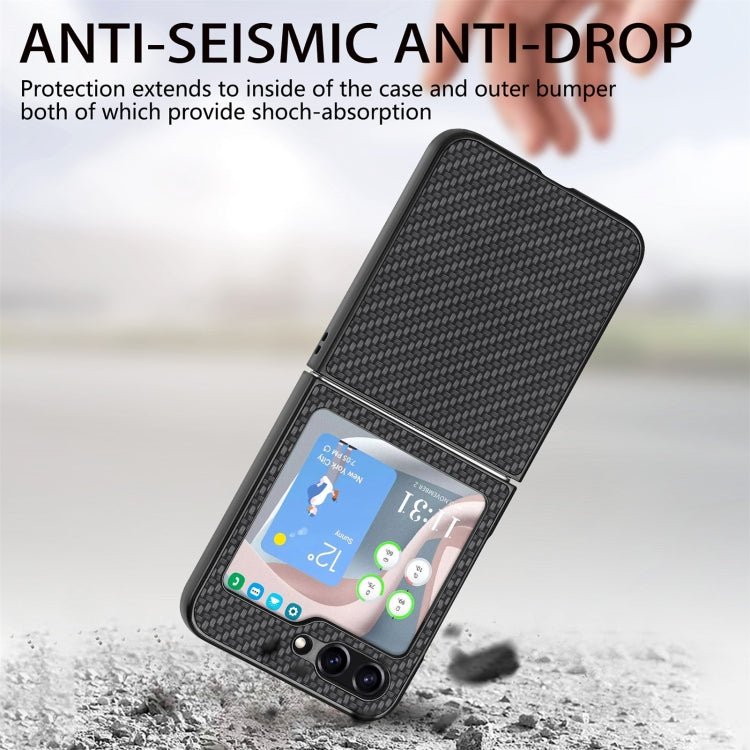 For Samsung Galaxy Z Flip5 Carbon Fiber Fold Back Phone Case