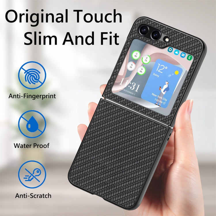 For Samsung Galaxy Z Flip5 Carbon Fiber Fold Back Phone Case