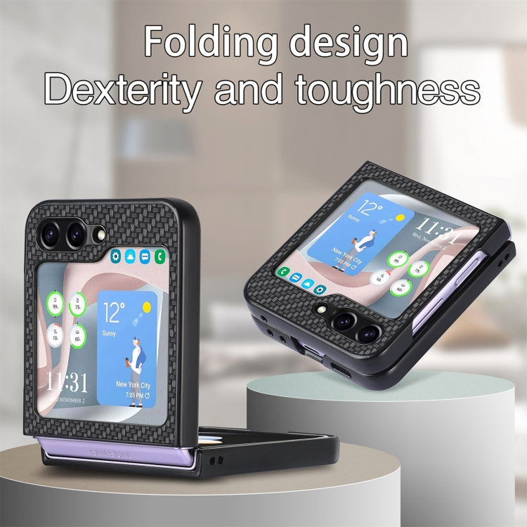 For Samsung Galaxy Z Flip5 Carbon Fiber Fold Back Phone Case