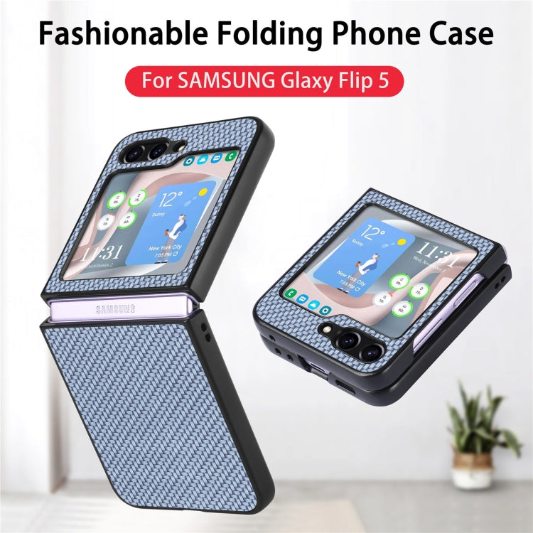For Samsung Galaxy Z Flip5 Carbon Fiber Fold Back Phone Case