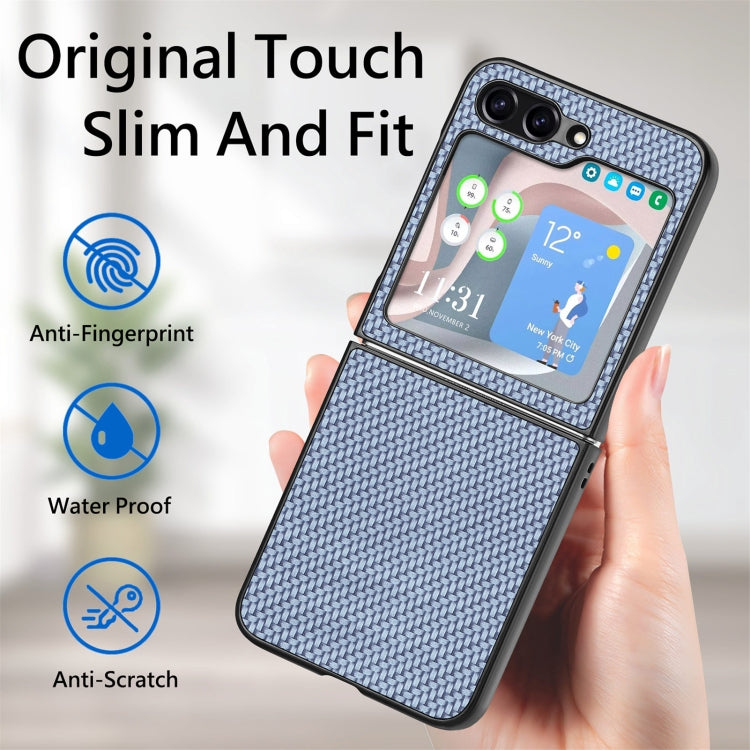 For Samsung Galaxy Z Flip5 Carbon Fiber Fold Back Phone Case