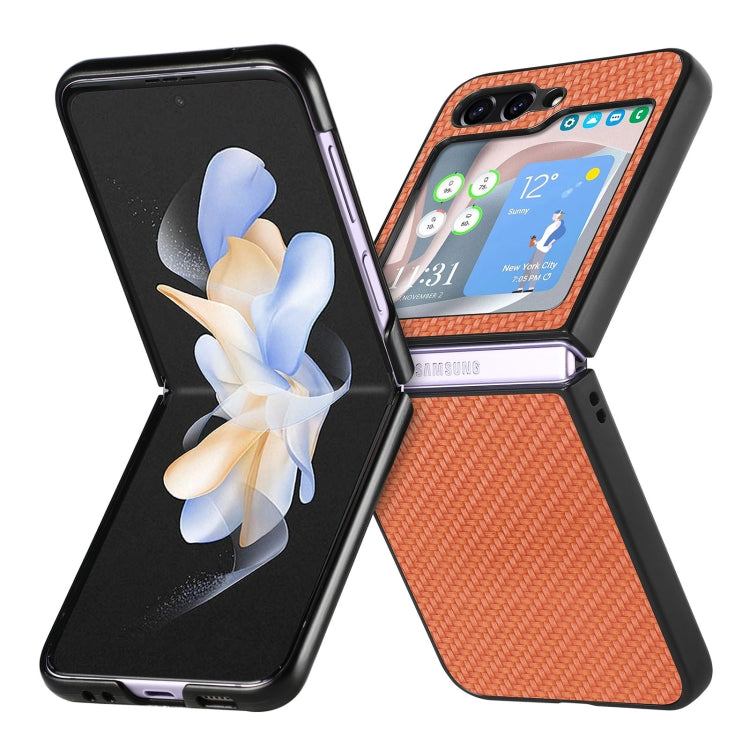 For Samsung Galaxy Z Flip5 Carbon Fiber Fold Back Phone Case