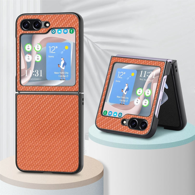 For Samsung Galaxy Z Flip5 Carbon Fiber Fold Back Phone Case