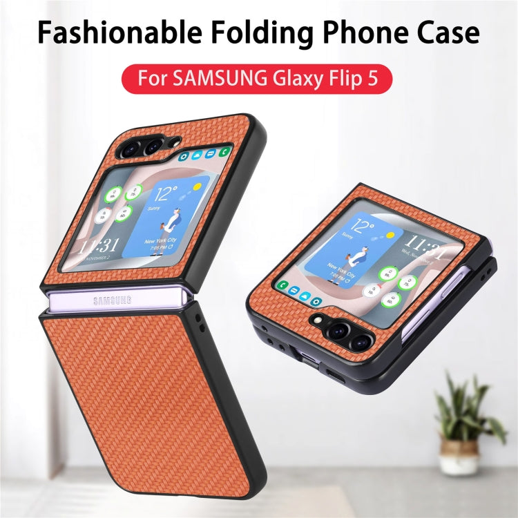 For Samsung Galaxy Z Flip5 Carbon Fiber Fold Back Phone Case