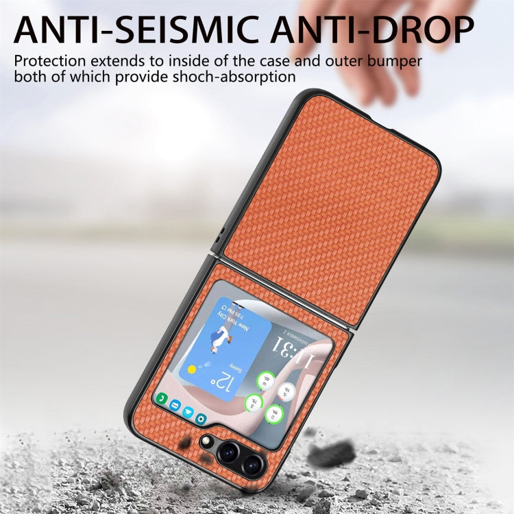 For Samsung Galaxy Z Flip5 Carbon Fiber Fold Back Phone Case