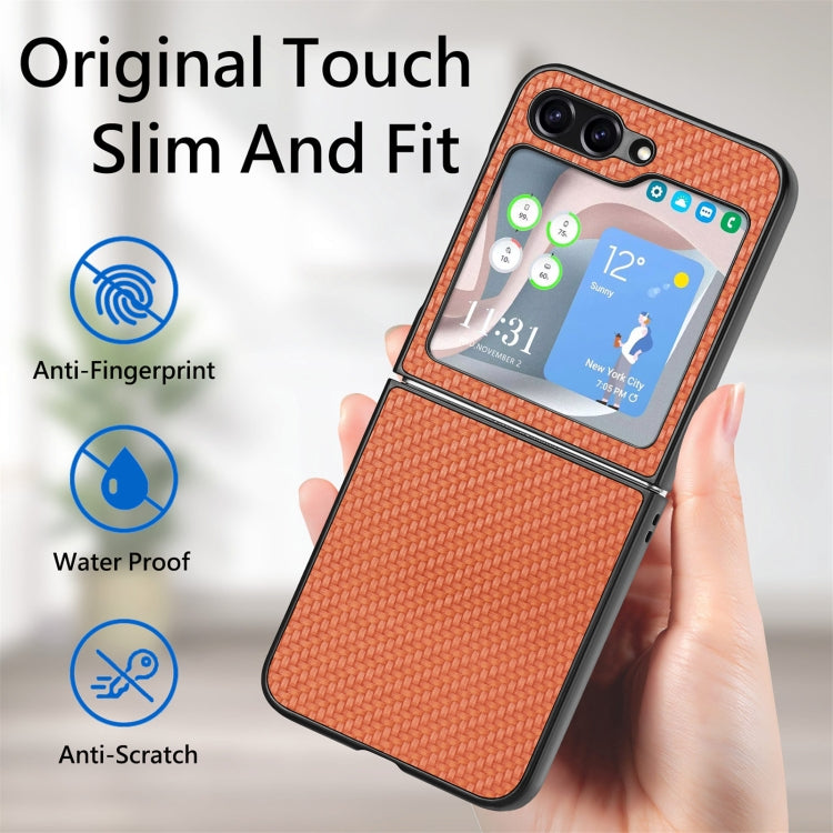 For Samsung Galaxy Z Flip5 Carbon Fiber Fold Back Phone Case