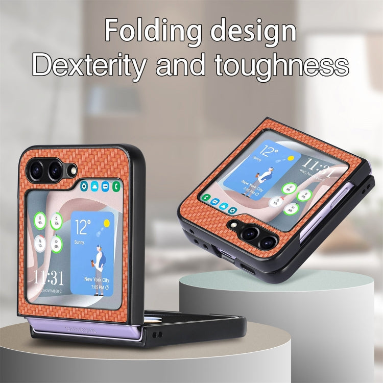 For Samsung Galaxy Z Flip5 Carbon Fiber Fold Back Phone Case