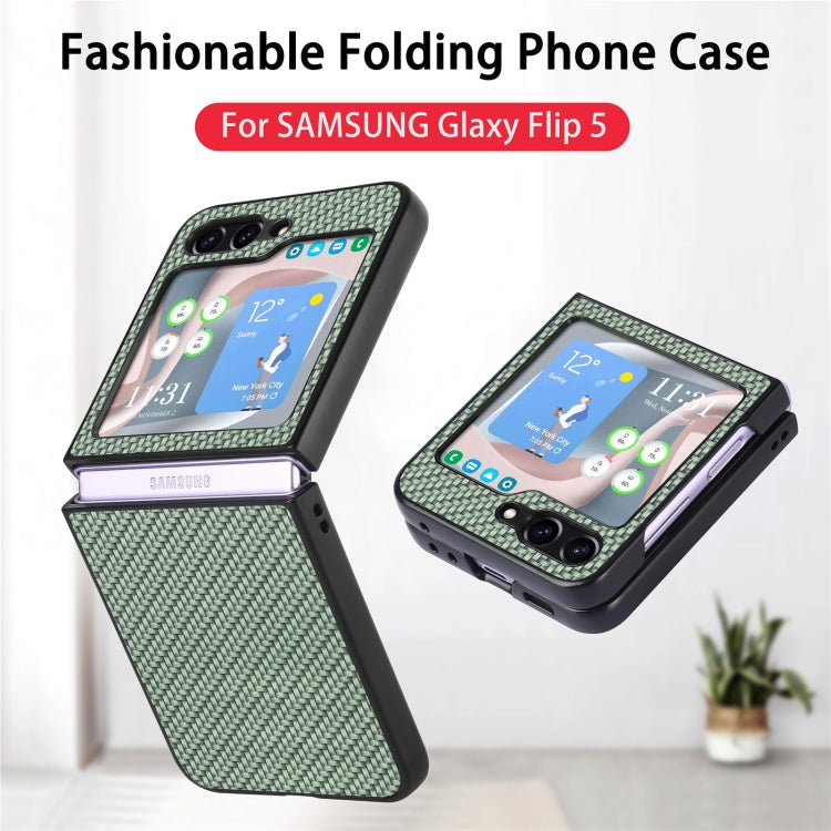 For Samsung Galaxy Z Flip5 Carbon Fiber Fold Back Phone Case