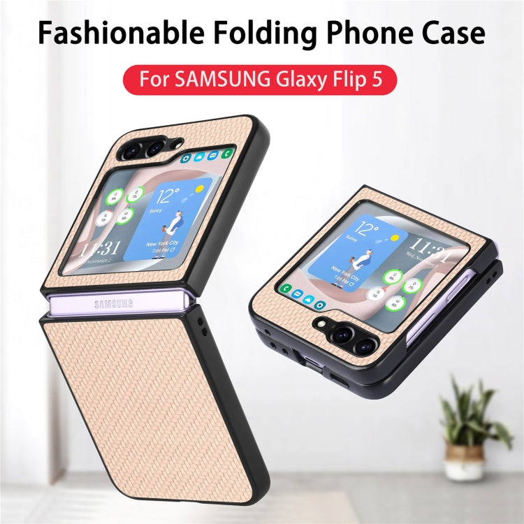 For Samsung Galaxy Z Flip5 Carbon Fiber Fold Back Phone Case