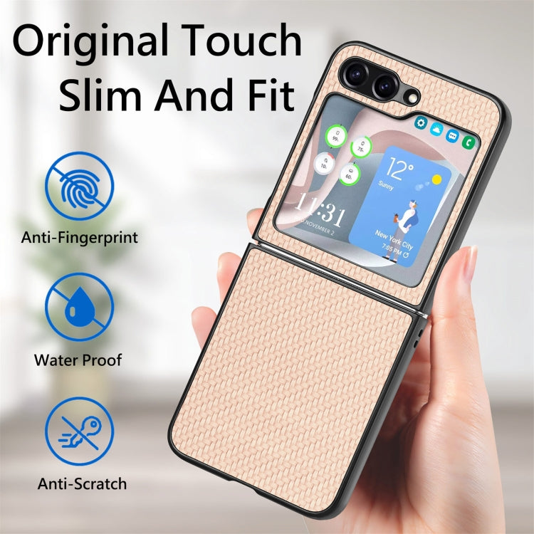 For Samsung Galaxy Z Flip5 Carbon Fiber Fold Back Phone Case