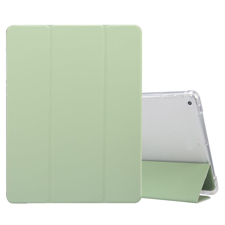 For iPad 9.7(2018)/(2017)/Air 2/Air 3-folding Electric Pressed Skin Texture Horizontal Flip Shockproof Transparent TPU + PU Leather Case with Holder & Pen Slot & Sleep / Wake-up Function