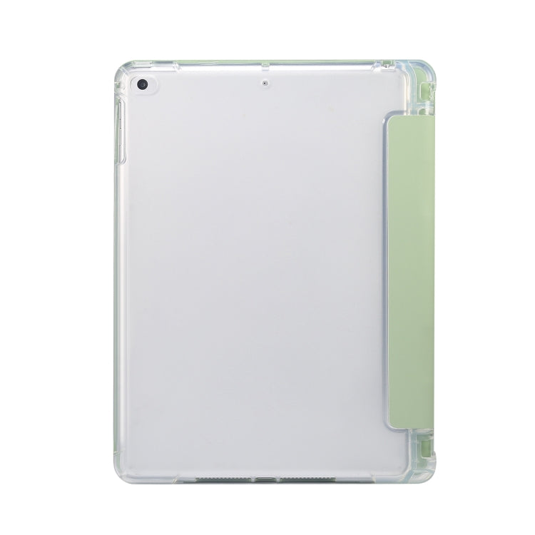 For iPad 9.7(2018)/(2017)/Air 2/Air 3-folding Electric Pressed Skin Texture Horizontal Flip Shockproof Transparent TPU + PU Leather Case with Holder & Pen Slot & Sleep / Wake-up Function