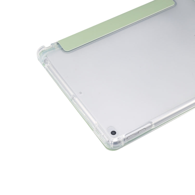 For iPad 9.7(2018)/(2017)/Air 2/Air 3-folding Electric Pressed Skin Texture Horizontal Flip Shockproof Transparent TPU + PU Leather Case with Holder & Pen Slot & Sleep / Wake-up Function