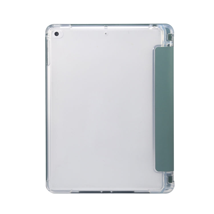 For iPad 9.7(2018)/(2017)/Air 2/Air 3-folding Electric Pressed Skin Texture Horizontal Flip Shockproof Transparent TPU + PU Leather Case with Holder & Pen Slot & Sleep / Wake-up Function