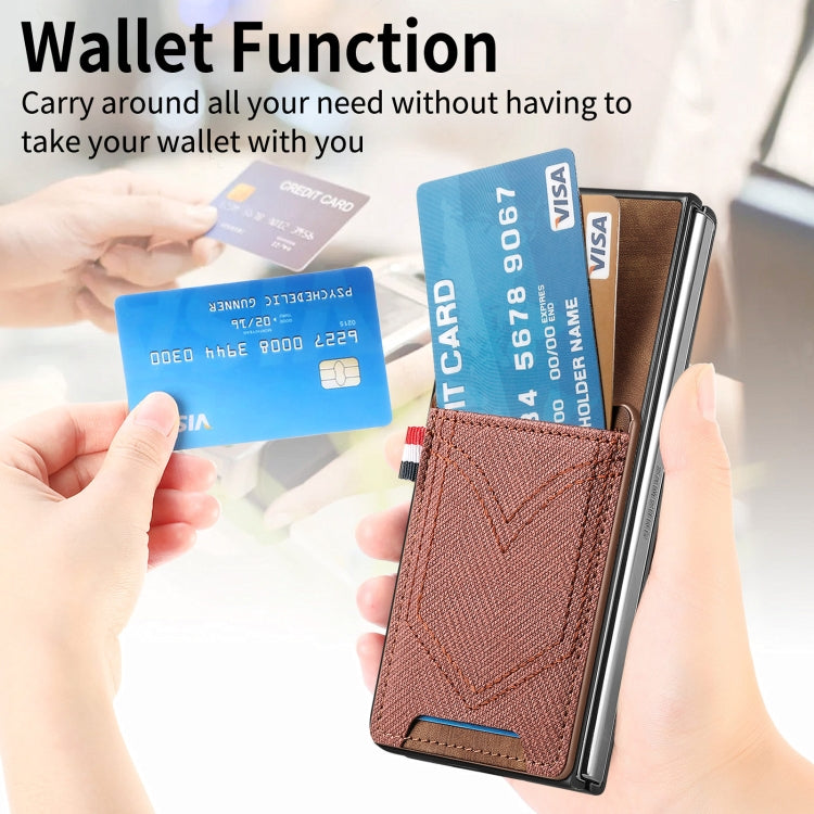 For Samsung Galaxy Z Fold5 Skin-feel Solid Color Back Cover Denim Card Phone Case