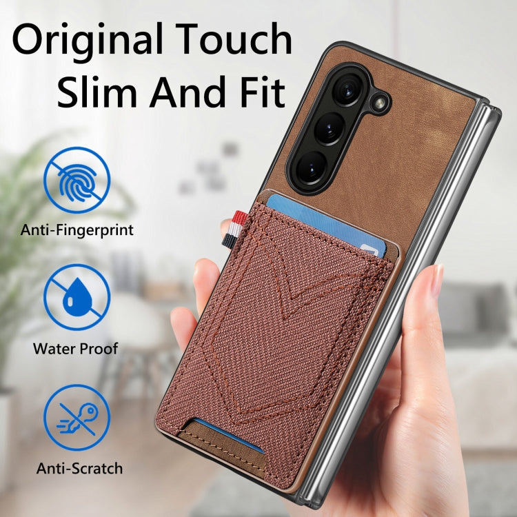 For Samsung Galaxy Z Fold5 Skin-feel Solid Color Back Cover Denim Card Phone Case