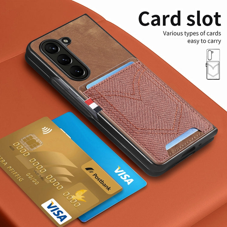 For Samsung Galaxy Z Fold5 Skin-feel Solid Color Back Cover Denim Card Phone Case