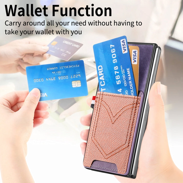 For Samsung Galaxy Z Fold5 Skin-feel Solid Color Back Cover Denim Card Phone Case