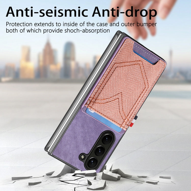 For Samsung Galaxy Z Fold5 Skin-feel Solid Color Back Cover Denim Card Phone Case