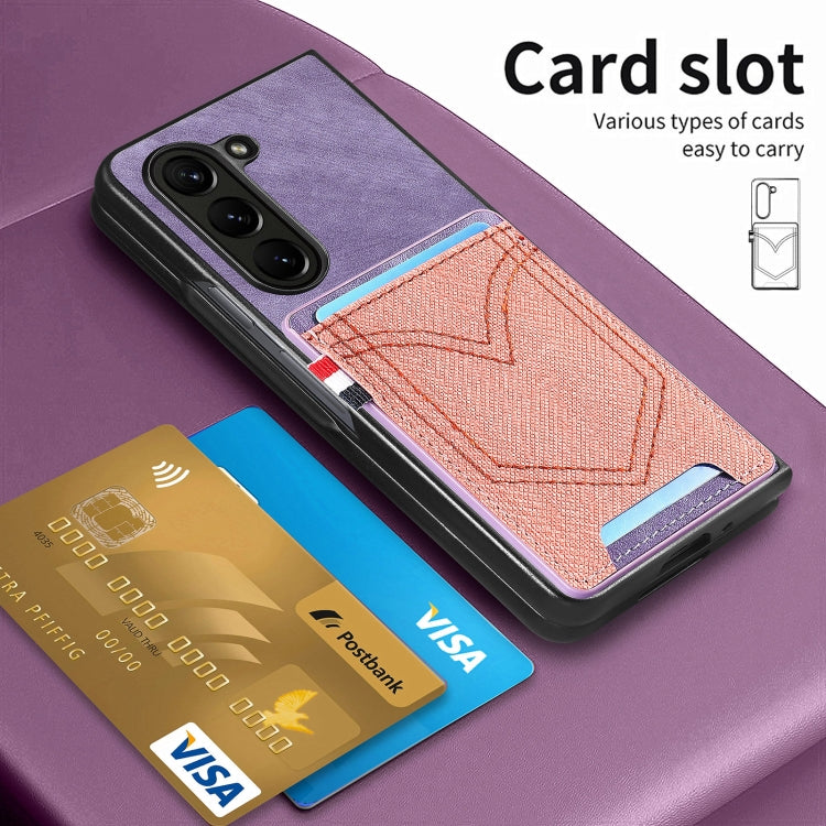 For Samsung Galaxy Z Fold5 Skin-feel Solid Color Back Cover Denim Card Phone Case