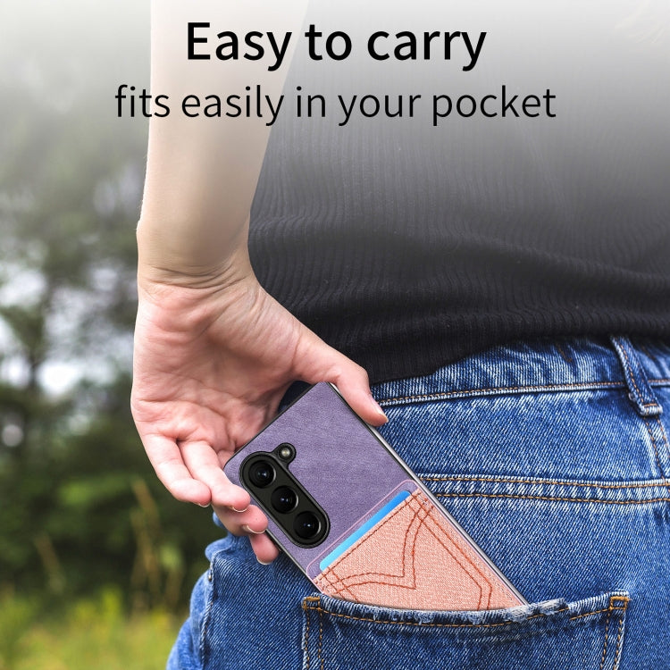 For Samsung Galaxy Z Fold5 Skin-feel Solid Color Back Cover Denim Card Phone Case