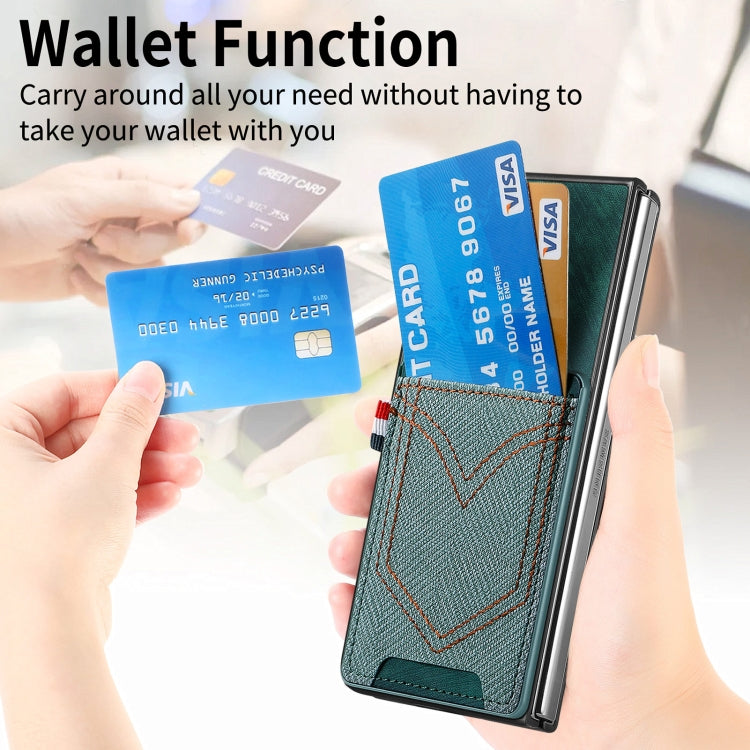 For Samsung Galaxy Z Fold5 Skin-feel Solid Color Back Cover Denim Card Phone Case