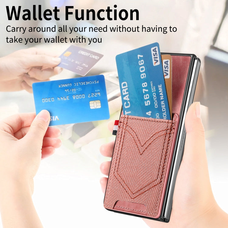 For Samsung Galaxy Z Fold5 Skin-feel Solid Color Back Cover Denim Card Phone Case