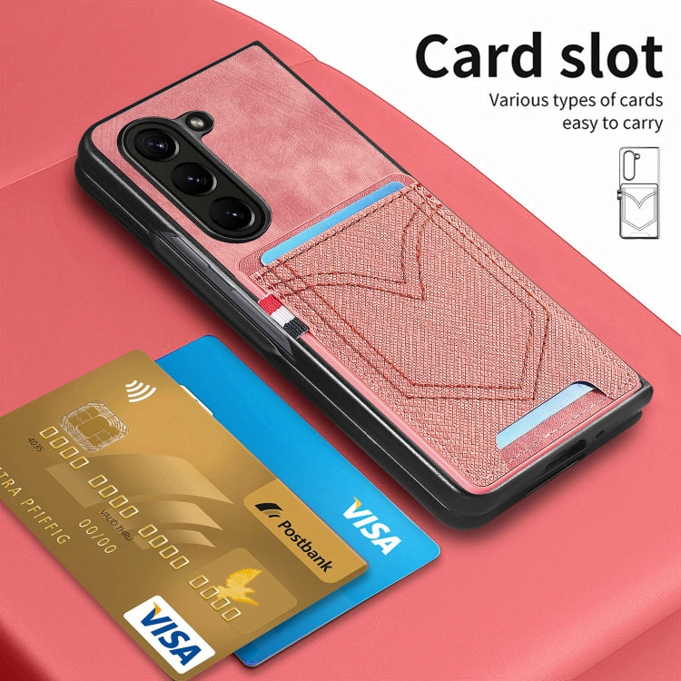 For Samsung Galaxy Z Fold5 Skin-feel Solid Color Back Cover Denim Card Phone Case