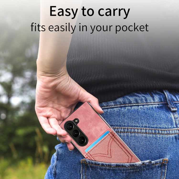 For Samsung Galaxy Z Fold5 Skin-feel Solid Color Back Cover Denim Card Phone Case