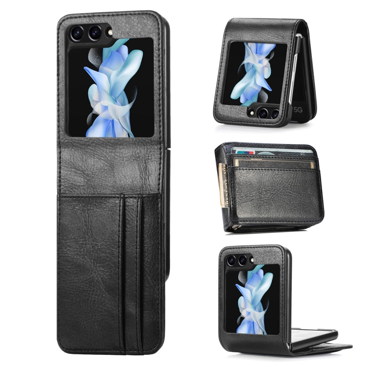 For Samsung Galaxy Z Flip5 Solid Color Gloss PU Wallet Back Phone Case