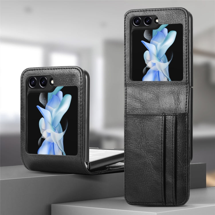 For Samsung Galaxy Z Flip5 Solid Color Gloss PU Wallet Back Phone Case