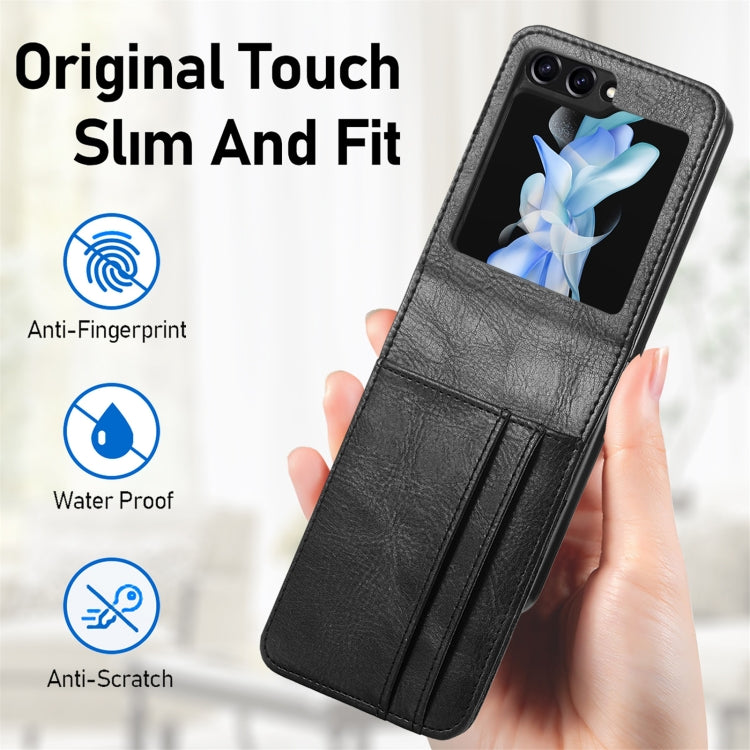 For Samsung Galaxy Z Flip5 Solid Color Gloss PU Wallet Back Phone Case