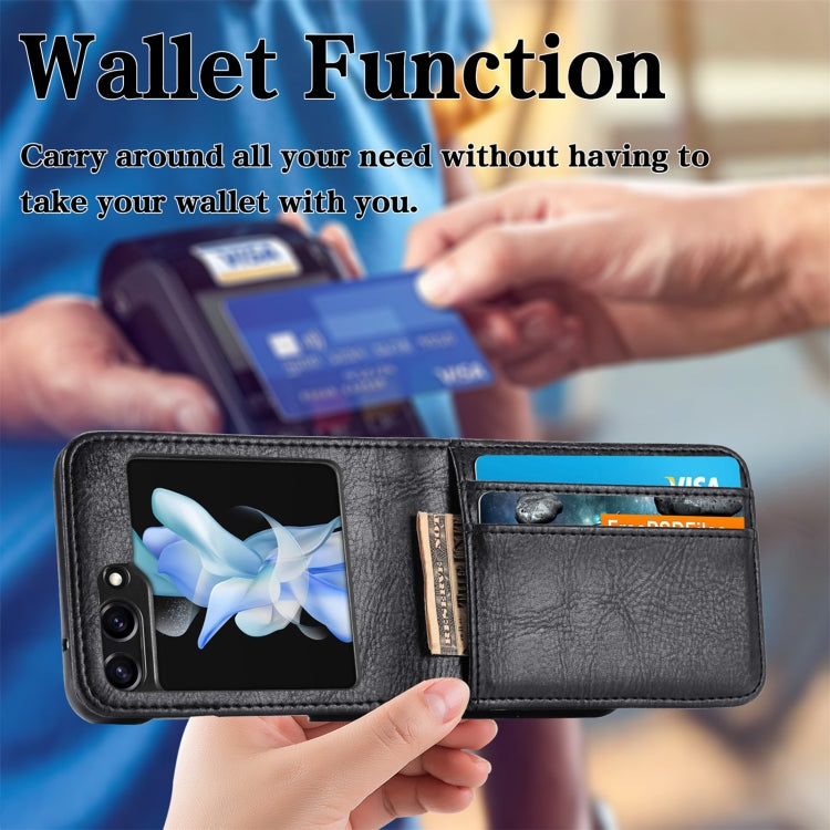 For Samsung Galaxy Z Flip5 Solid Color Gloss PU Wallet Back Phone Case
