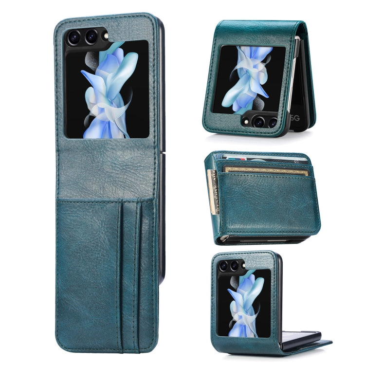 For Samsung Galaxy Z Flip5 Solid Color Gloss PU Wallet Back Phone Case