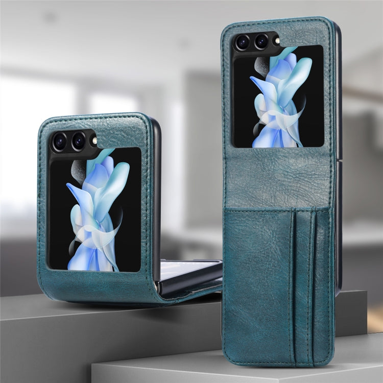 For Samsung Galaxy Z Flip5 Solid Color Gloss PU Wallet Back Phone Case