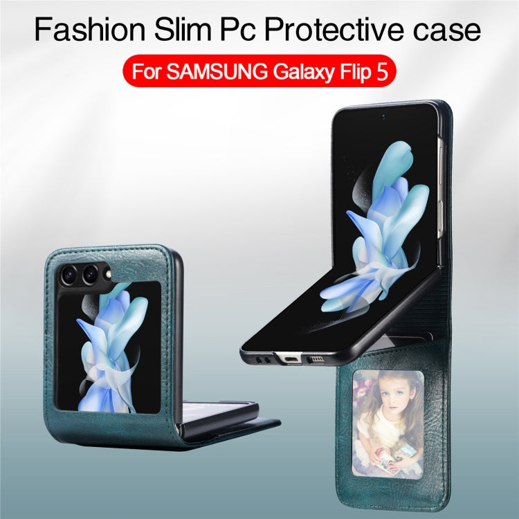 For Samsung Galaxy Z Flip5 Solid Color Gloss PU Wallet Back Phone Case