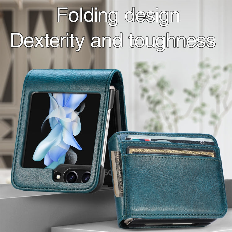 For Samsung Galaxy Z Flip5 Solid Color Gloss PU Wallet Back Phone Case