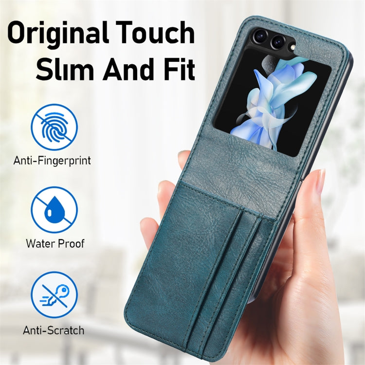For Samsung Galaxy Z Flip5 Solid Color Gloss PU Wallet Back Phone Case