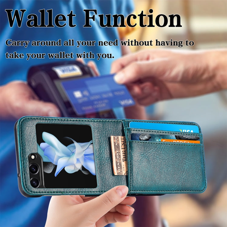 For Samsung Galaxy Z Flip5 Solid Color Gloss PU Wallet Back Phone Case